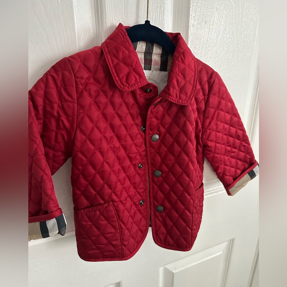 Burberry Red Quilted Kids Puffer Jacket